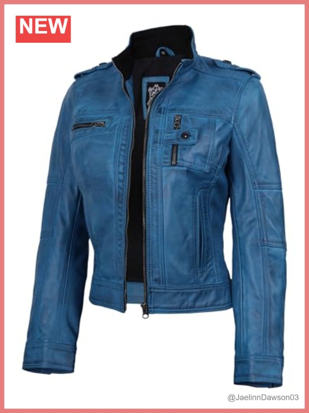 Real Lambskin Leather Jacket Cafe Racer Moto Zip Closure
